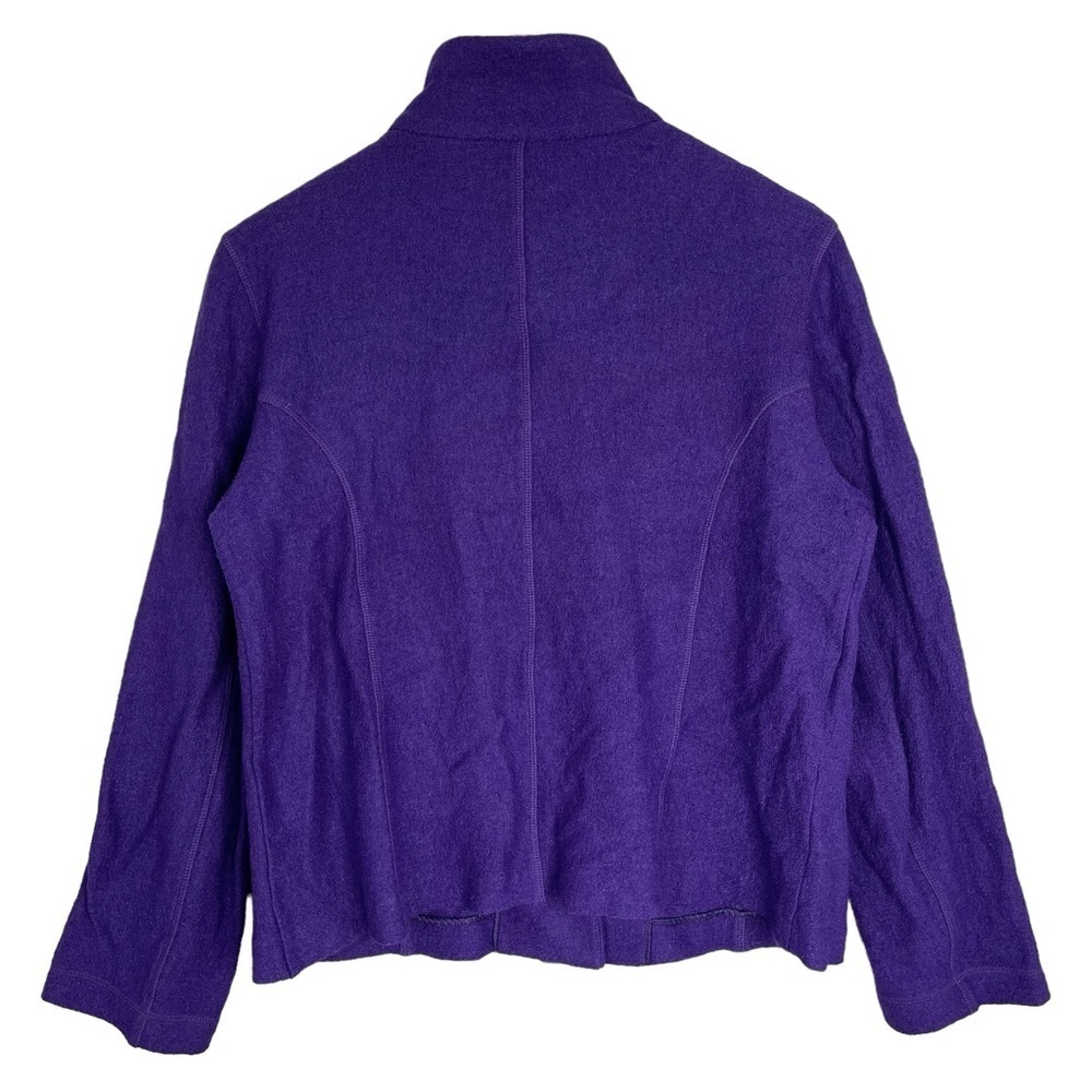 Talbots Boiled Wool Utility Jacket Medium Purple Stand Collar Button Up Stretch - Picture 7 of 11